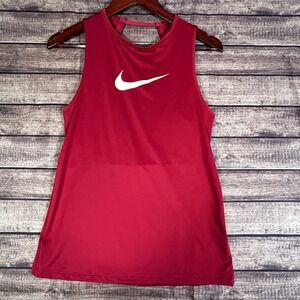 Nike Pro Tank Top Womens Small Sangria Red Sleeveless Open Back Dri Fit